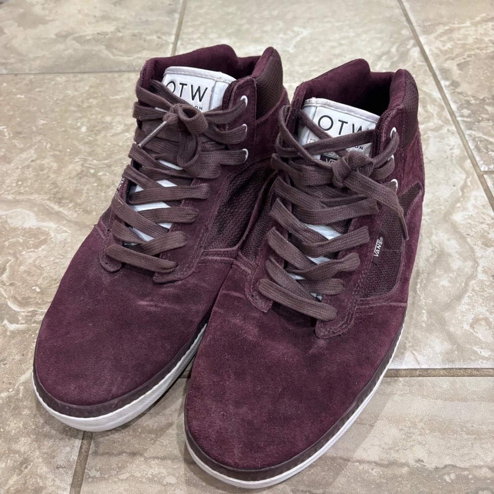 Vans OTW Bedford Burgundy Suede Mid Top Sneakers Mens 13 VN-0KWA6S1 Maroon